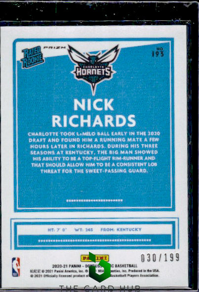 2020-21 Donruss Optic #193 Nick Richards Orange #/199 RC