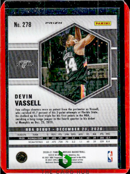 2020-21 Panini Mosaic #278 Devin Vassell Mosaic Red Wave RC