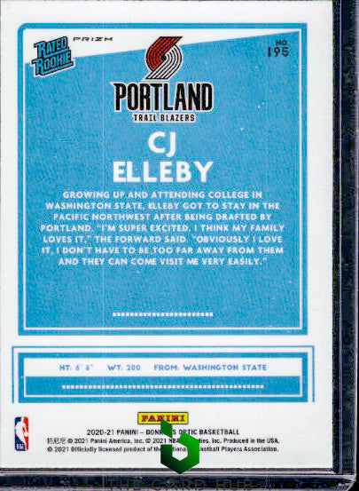 2020-21 Donruss Optic #195 CJ Elleby Purple RC