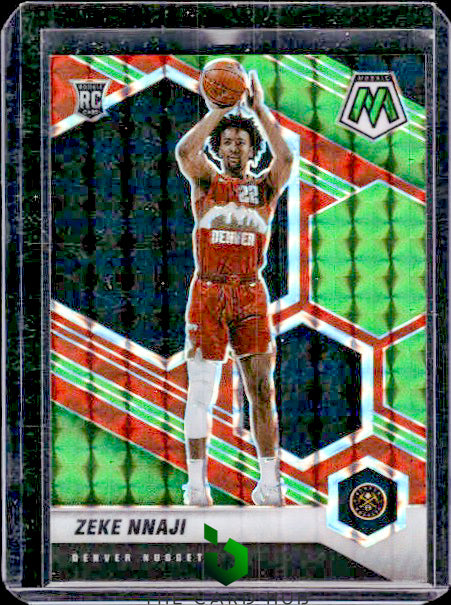 2020-21 Panini Mosaic #231 Zeke Nnaji Mosaic Choice Red and Green RC