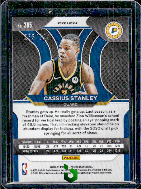 2020-21 Panini Prizm #285 Cassius Stanley Red Prizms #/299 RC