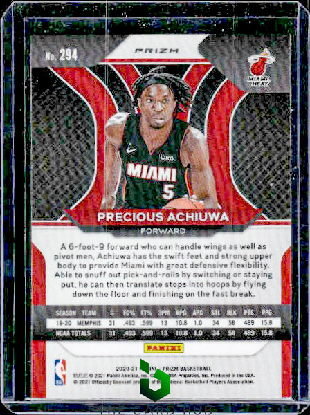 2020-21 Panini Prizm #294 Precious Achiuwa Pink Ice Prizms RC