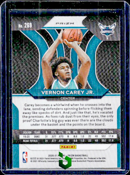 2020-21 Panini Prizm #269 Vernon Carey Jr. Purple Wave Prizms RC