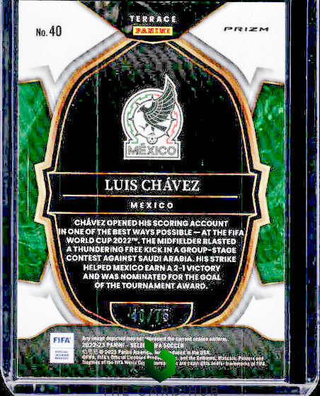 2022-23 Panini Select FIFA #40 Luis Chavez Purple #/75 RC