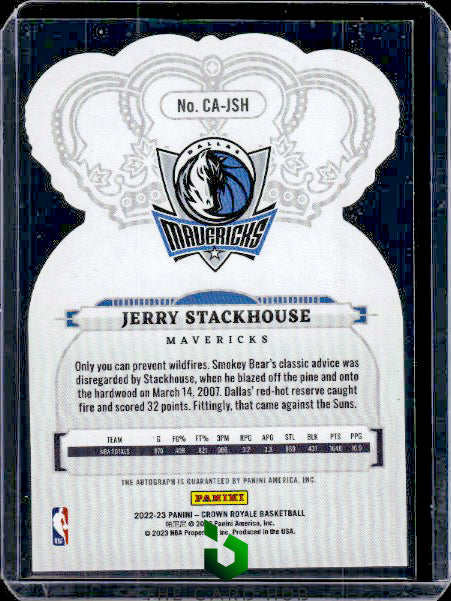 2022-23 Panini Crown Royale #CA-JSH Jerry Stackhouse Crown Autographs Blue #/75