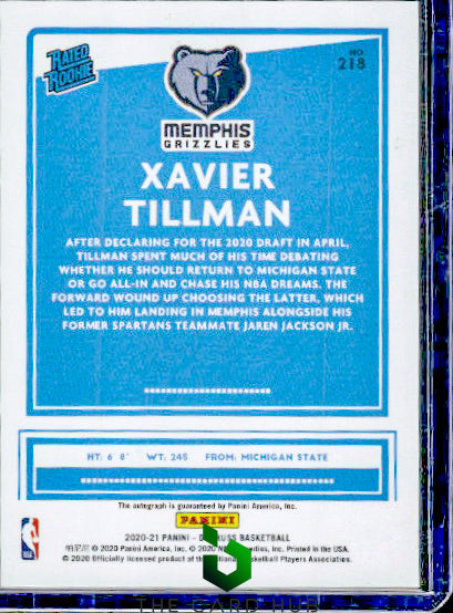 2020-21 Donruss #218 Xavier Tillman Rated Rookies Sig Holo Red and Gold Laser RC