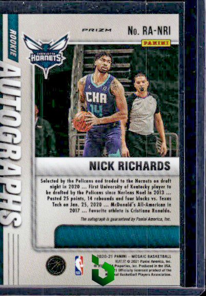 2020-21 Panini Mosaic #RA-NRI Nick Richards Rookie Autographs Mosaic RC