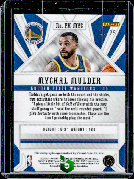 2020-21 Panini Chronicles #PH-MYC Mychal Mulder Phoenix Auto Blue #/25 RC