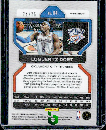 2021-22 Panini Prizm #114 Luguentz Dort NBA 75th Anniversary Diamond