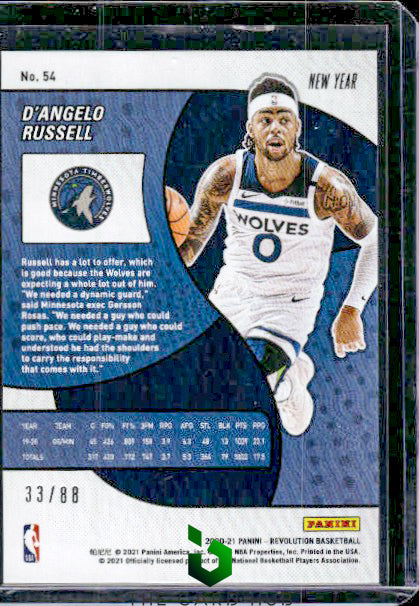 2020-21 Panini Revolution #54 D'Angelo Russell Chinese New Year Emerald #/88