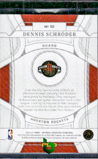 2021-22 Panini National Treasures #50 Dennis Schroder #/99