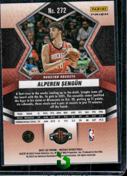 2021-22 Panini Mosaic #272 Alperen Sengun Red Wave RC