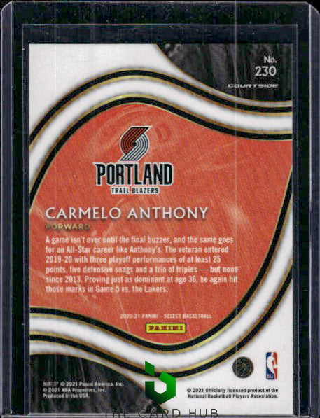 2020-21 Panini Select #230 Carmelo Anthony