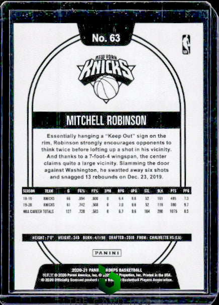 2020-21 Hoops #63 Mitchell Robinson Hyper Green #/25