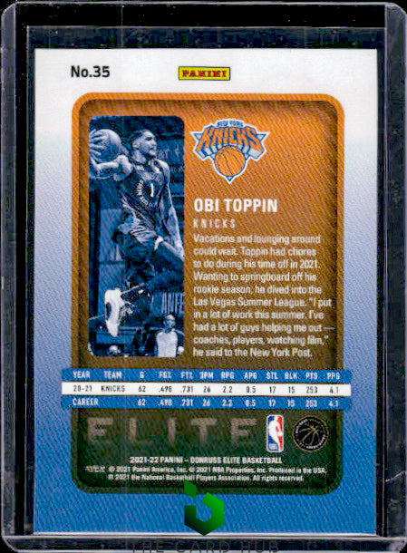 2021-22 Donruss Elite #35 Obi Toppin Blue #/99