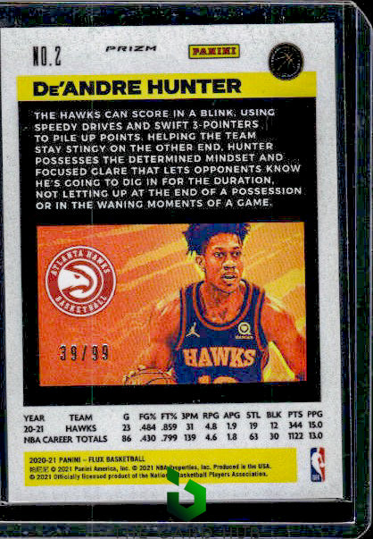 2020-21 Panini Flux #2 De'Andre Hunter Blue #/99