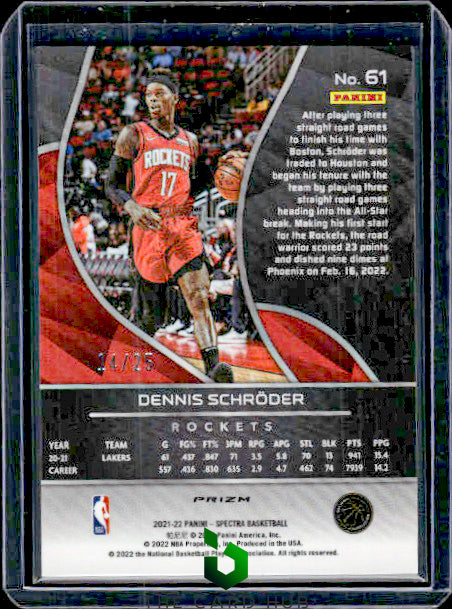 2021-22 Panini Spectra #61 Dennis Schroder Meta #/25