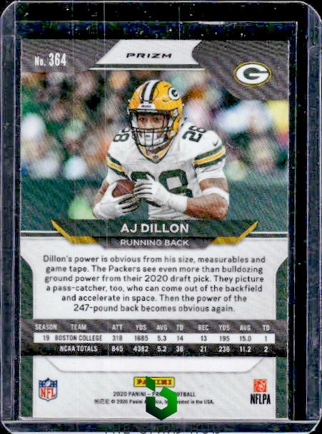 2020 Panini Prizm #364 AJ Dillon Prizm Red White and Blue RC