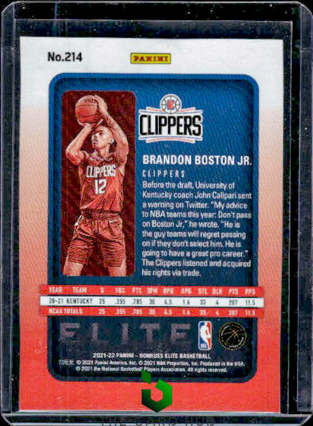 2021-22 Donruss Elite #214 Brandon Boston Jr. Orange #/210 RC