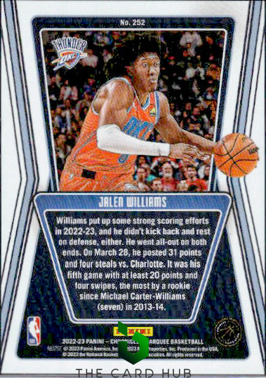 2022-23 Panini Chronicles #252 Jalen Williams Purple #/49 RC