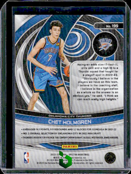 2022-23 Panini Spectra #199 Chet Holmgren RC