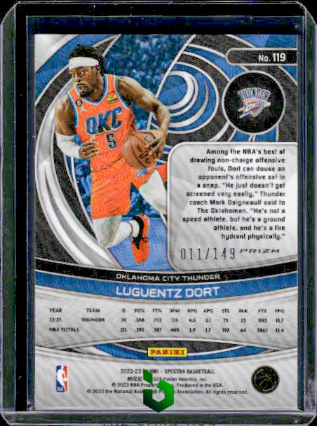 2022-23 Panini Spectra #119 Luguentz Dort Celestial #/149