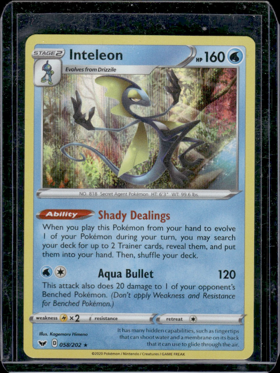 Inteleon SWSH01: Sword & Shield Base Set #058/202 Holo Rare