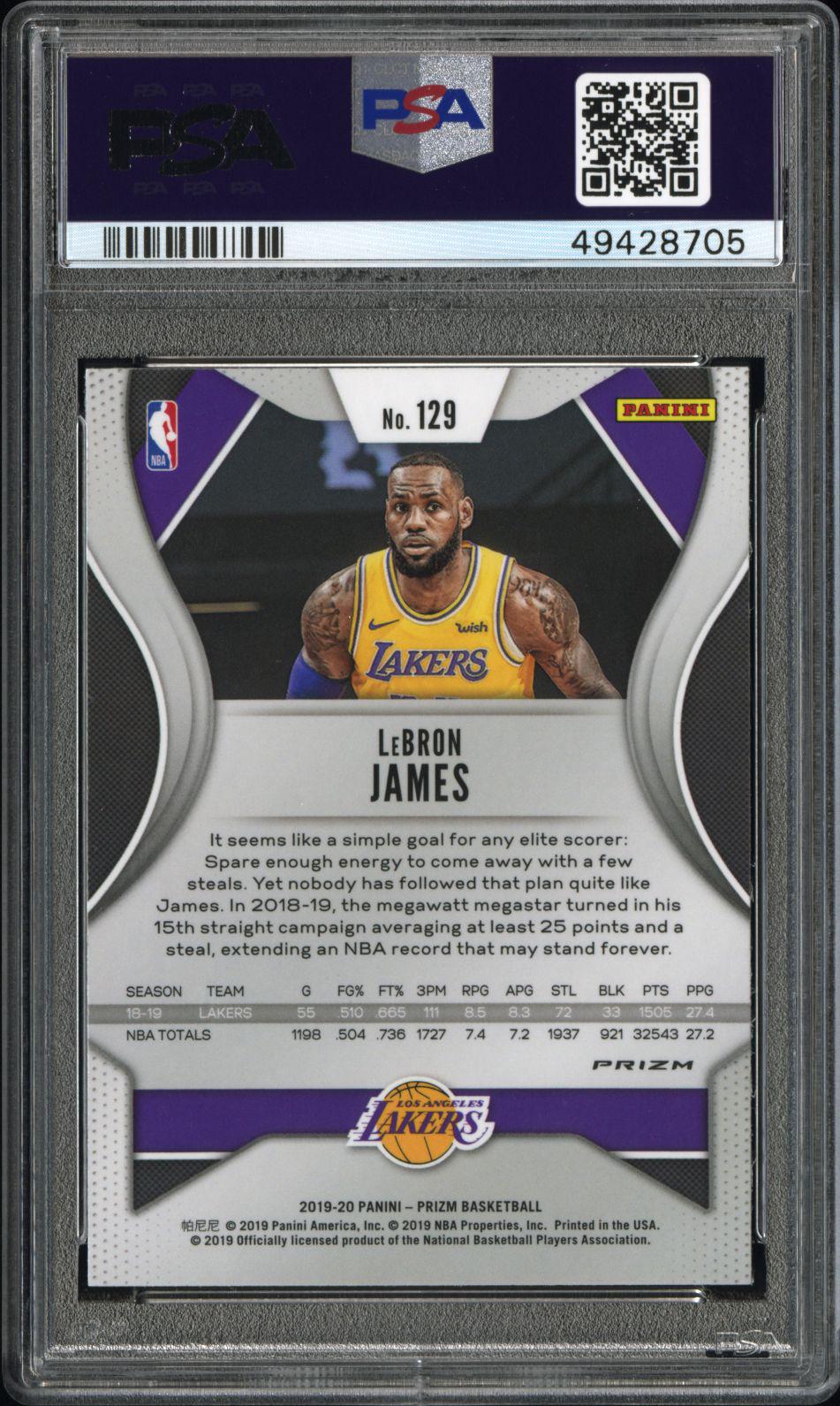 2019 Panini Prizm #129 Lebron James Hyper Prizm PSA 10