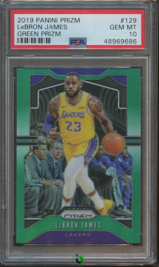 2019-20 Panini Prizm #129 LeBron James Prizms Green PSA 10