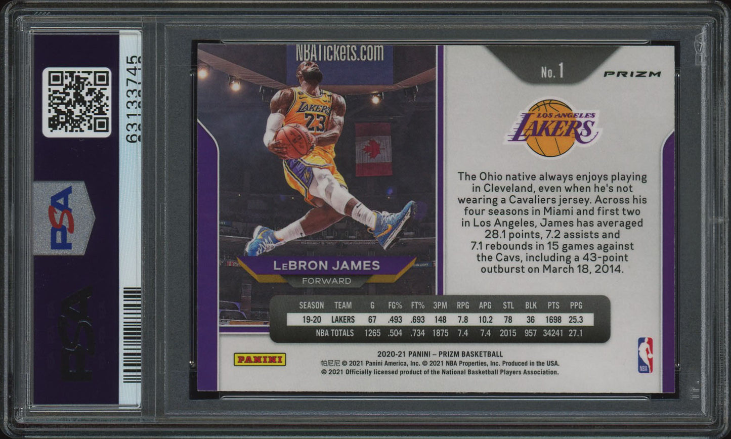 2020 Panini Prizm #1 Lebron James Orange Ice PSA 9