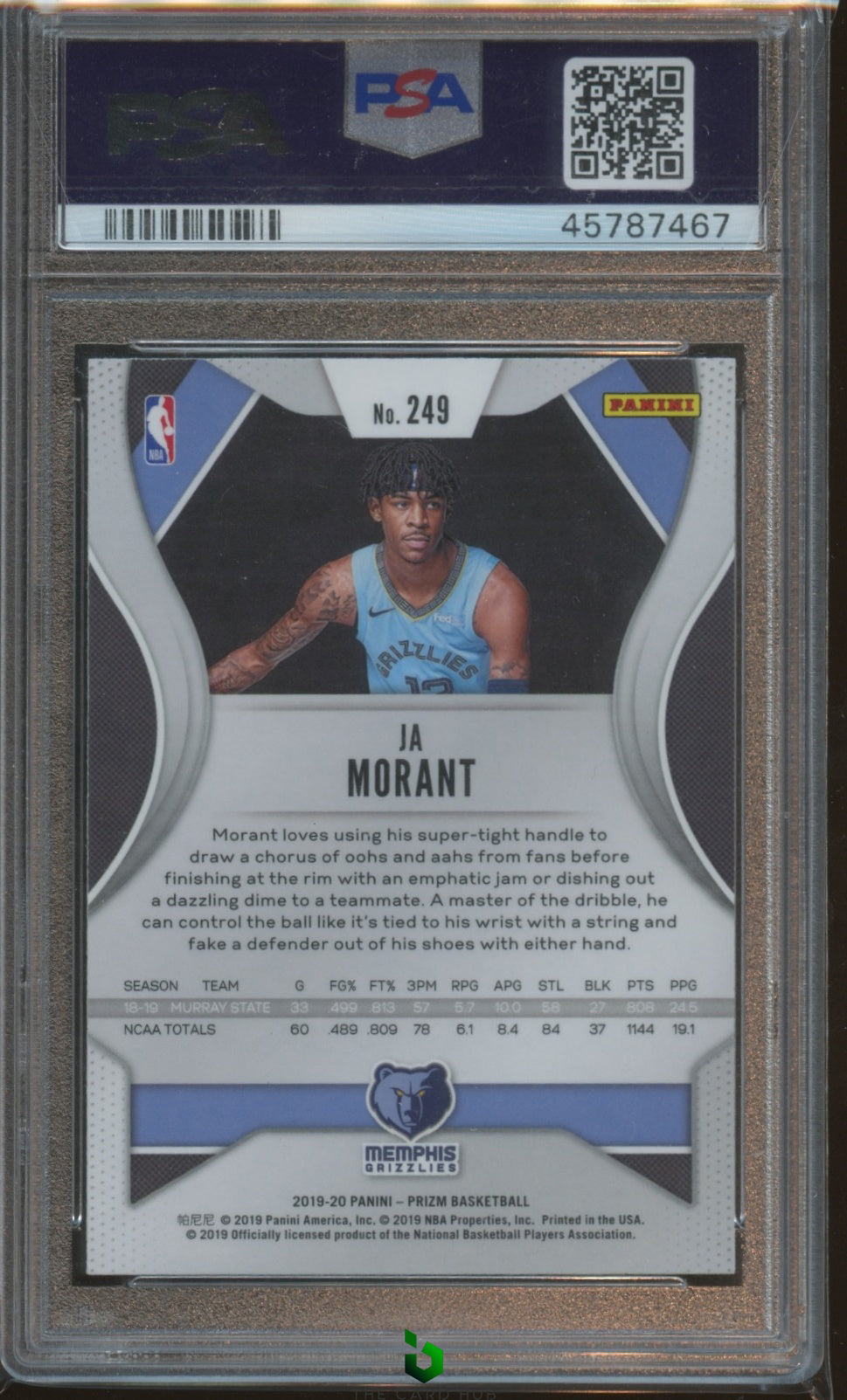 2019-20 Panini Prizm #249 Ja Morant PSA 10 RC