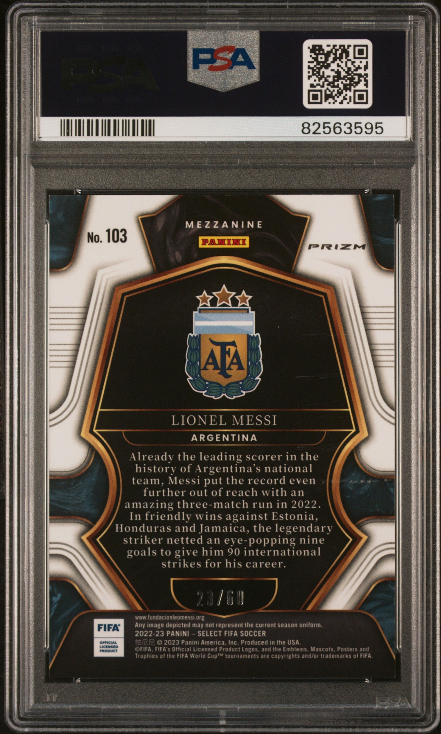 2022 Panini Select Fifa #103 Lionel Messi Orange PSA 7