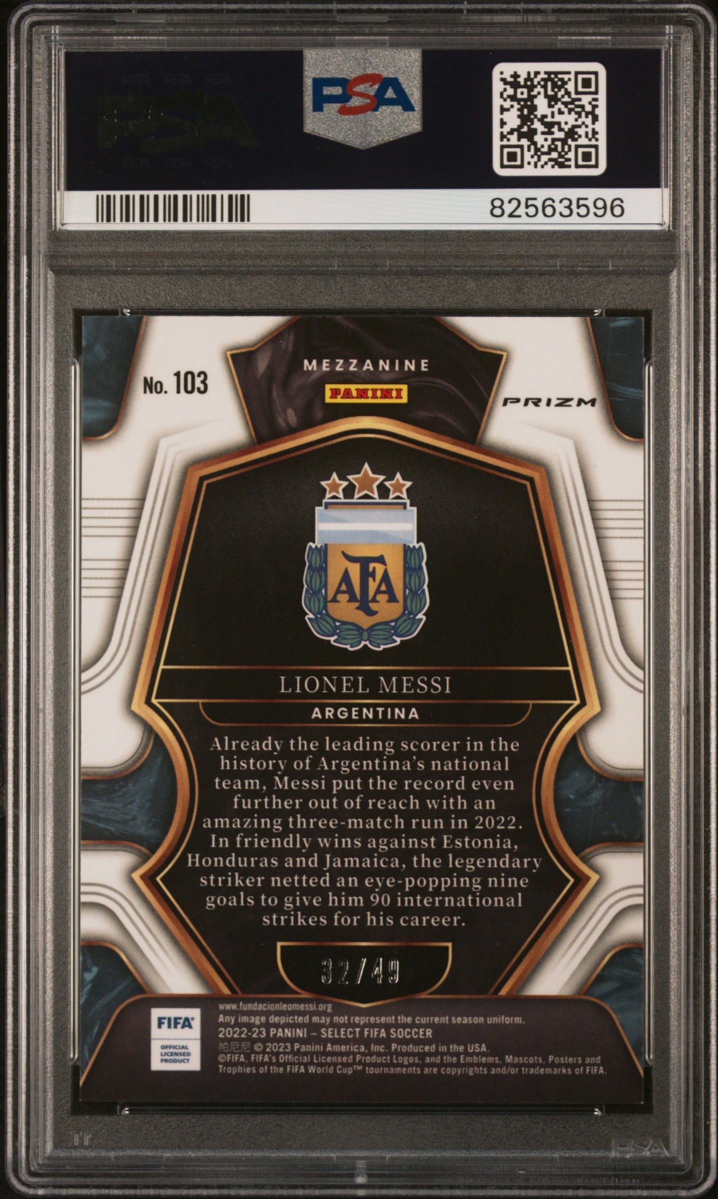 2022 Panini Select Fifa #103 Lionel Messi Tie-Dye PSA 10