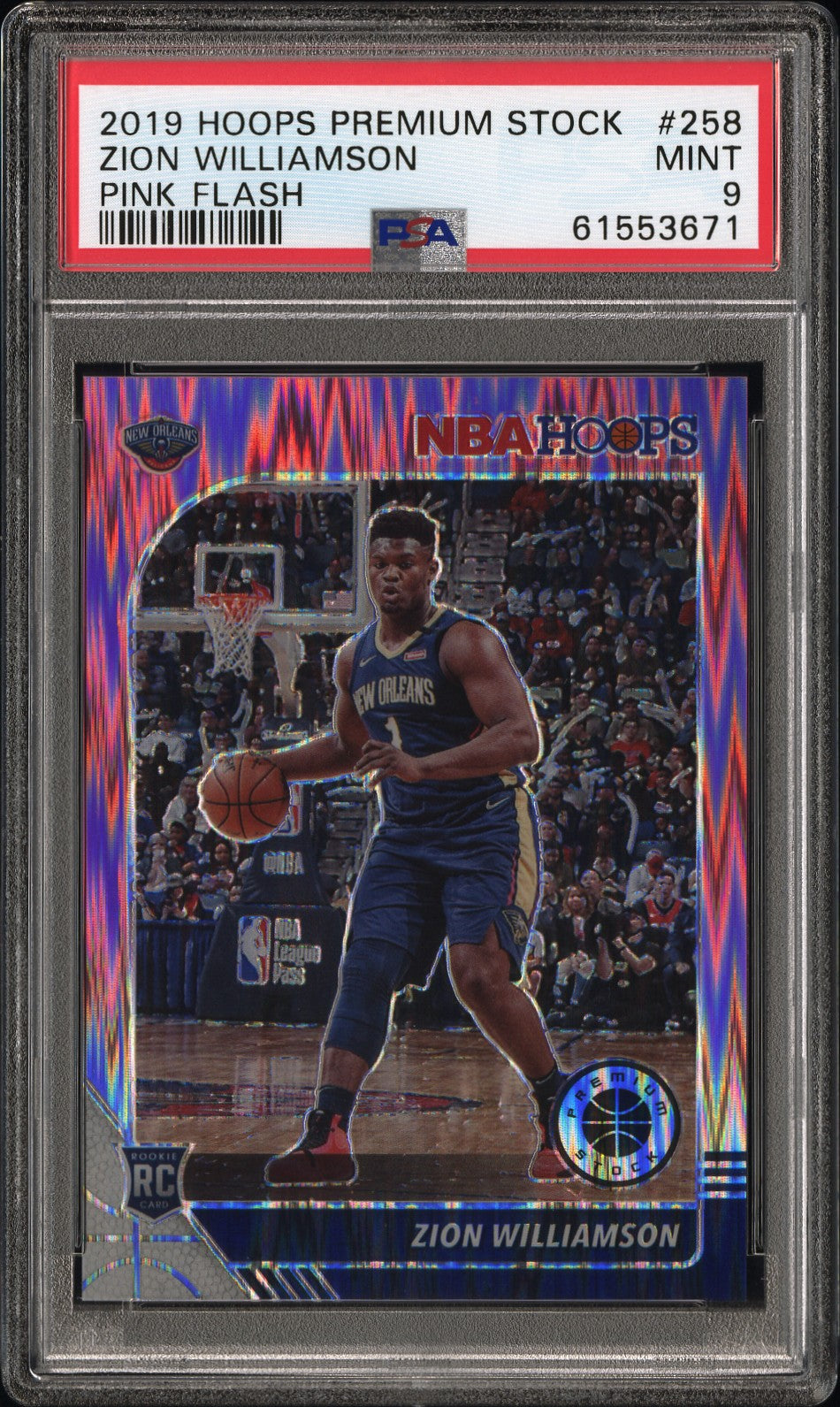 2019 Panini Hoops Premium Stock #258 Zion Williamson Pink Flash PSA 9 RC