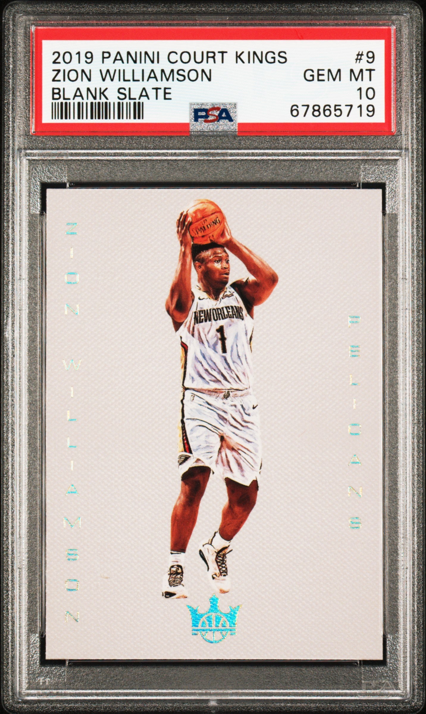 2019 Panini Court Kings Blank Slate #9 Zion Williamson Blank Slate PSA 10 RC