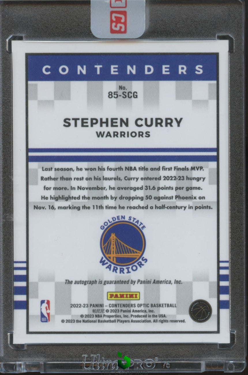 2022-23 Contenders Optic #85-SCG Stephen Curry 85 Tribute Autographs